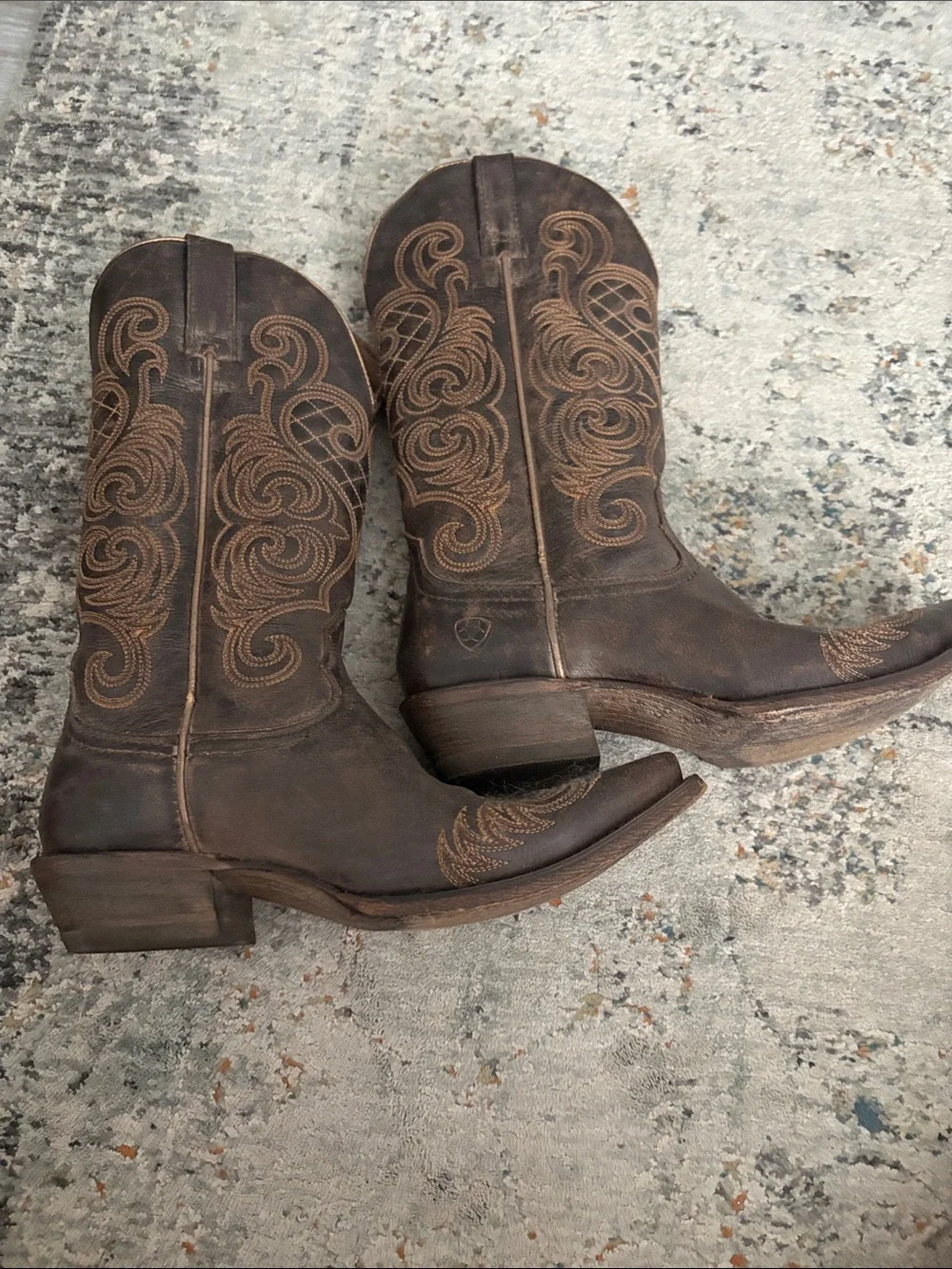 Ariat Dark Brown Embroidered Western Heeled Boots - Picture 6 of 7